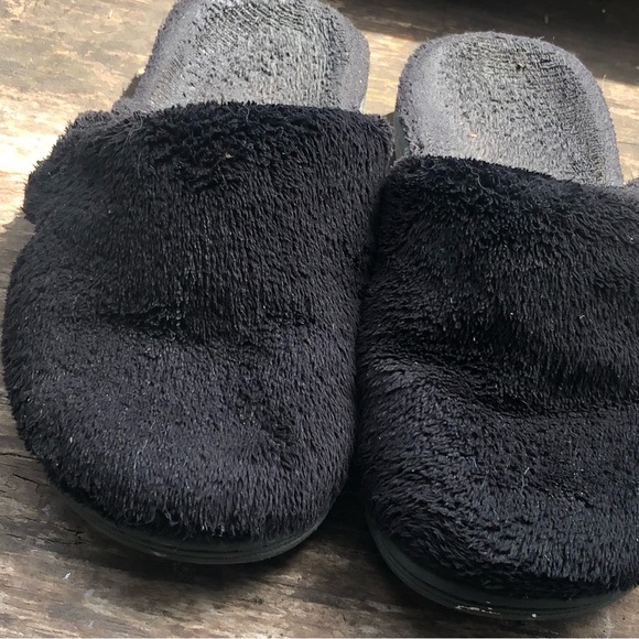 Vionic Indulge Gemma Plush Slip-On Mule Slide Black Faux Fur Slippers Size 5 - Picture 4 of 11